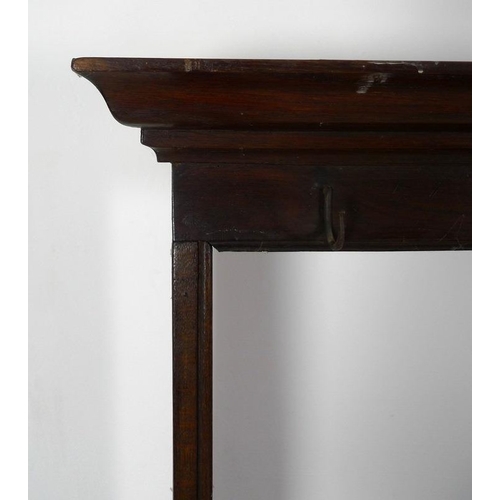 1001 - A Georgian oak and inlaid dresser, two shelf plate rack, the base with three frieze drawers, cast br... 