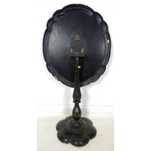 1003 - A Victorian papier mache occasional table, ebonised with mother of pearl inlay and gilt decoration, ... 