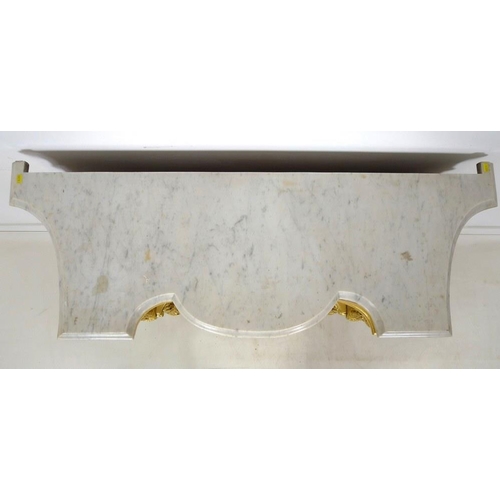 1011 - An early Victorian mirrored backed pier table, with shaped white and grey veined marble surface over... 