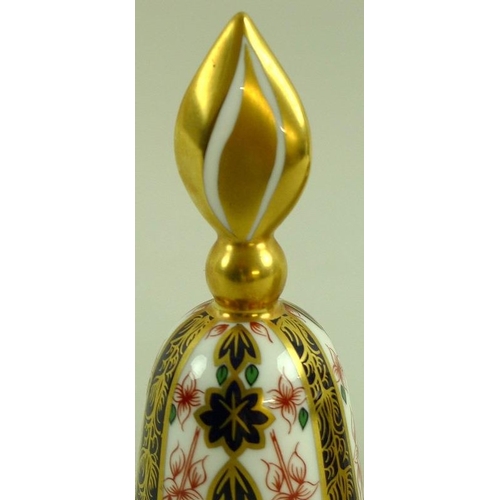 508 - A Royal Crown Derby bell complete with clapper 13.5cm tall and a smaller silent bell, 12cm tall, eac... 