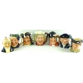 A collection of character mugs including five large Royal Doulton mugs, comprising Baccus D6499, Mon... 