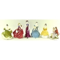 A collection of Royal Doulton figurines, comprising Coralie HN 2307, Adrienne HN 2304, Autumn Breeze... 
