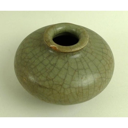 537 - A rare Chinese stoneware jar, Sung / Song Dynasty (960-1279), of flattened ovoid form with flared ri... 