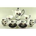 A Royal Albert Masquerade pattern coffee service, comprising coffee pot, 21cm,  six cups, 7cm, six s... 