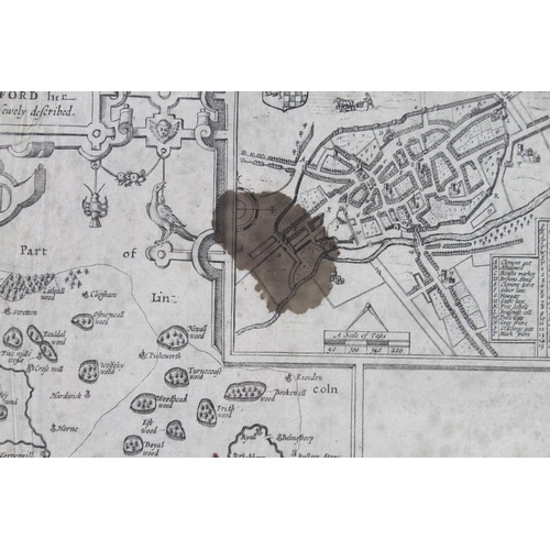 572 - After John Speede (1552-1629): a map of Rutlandshire, dated 1627 with inset detailed maps of Oakham ... 