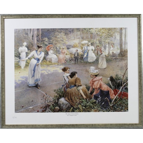 574 - After Tito Agujari (Italian, 1834-1908): 'The Lawn Tennis Party', circa 1890, a limited edition prin... 