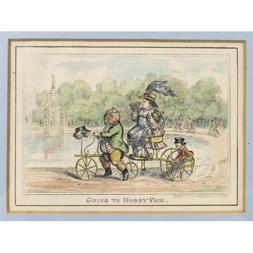 578 - After George Cruikshank (British, 1792-1878): 'Going to Hobby Fair', and ' A Tea Party', both hand c... 