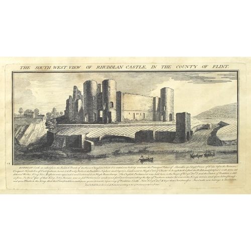 581 - After Samuel and Nathaniel Buck, a set of four 18th century engravings of Welsh Castles, two depicti... 