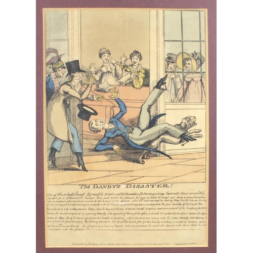 588 - Two 19th century political cartoon prints, one titled 'John Bull Sinking in the Profound', with Nott... 