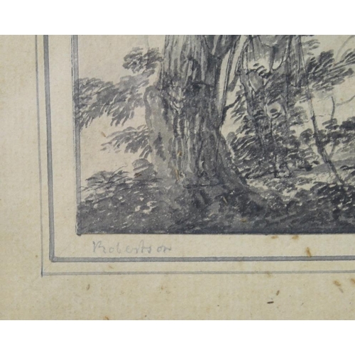 594 - Robertson (British, early 19th century): 'The Chestnut', a study of the tree with figures resting be... 