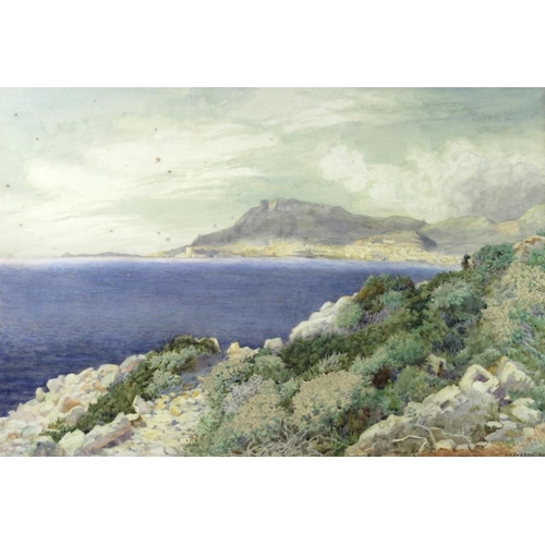 595 - Charles Barrow Prescott (British, 1870-1932): 'Looking Towards Monte Carlo from Cap Martin', waterco... 