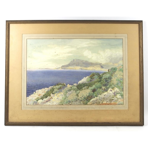 595 - Charles Barrow Prescott (British, 1870-1932): 'Looking Towards Monte Carlo from Cap Martin', waterco... 