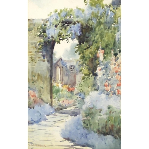 596 - Maud Vavasour (British, 20th century): 'Ranelagh', a study of the wisteria arch in the gardens, wate... 