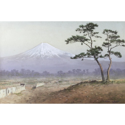 597 - Stella Hay (British, 20th century): Mount Fuji and surrounding countryside, a copy of  a Japanese wa... 