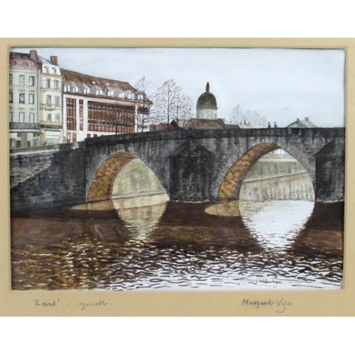 612 - Margaret Vyse (British, 20th century): The Bridge at Laval, France, watercolour, signed lower right,... 