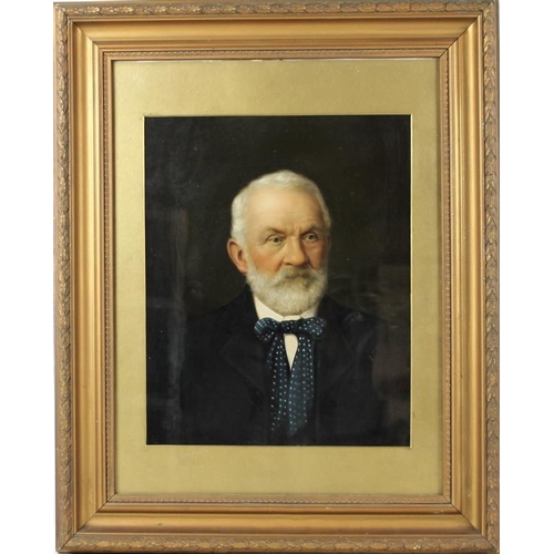 625 - A 19th century portrait of a Victorian gentleman with white beard, and spotted bow tie, oil painted ... 