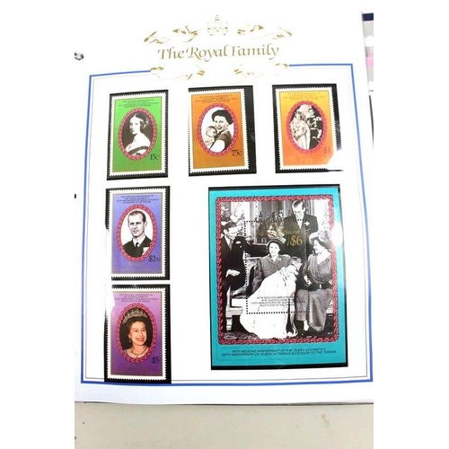 640 - A collection of stamps in five commemorative stamp albums, comprising The Ruby Wedding Anniversary C... 