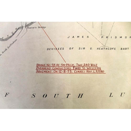 646 - A rare copy of the Railway Line Land Plan from the Estate Agents Office for Midlands Railway Derby, ... 