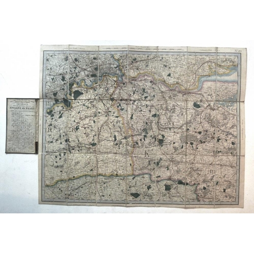 683 - A group of five folding maps, circa 1880, engraved and printed onto linen backing in 21 sections wit... 