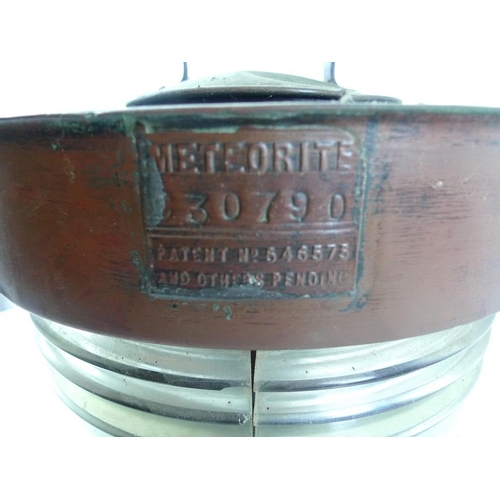 707 - A large copper ship's masthead lantern with bisected clear fresnel lens, by Meteorite, no. C30790, 2... 