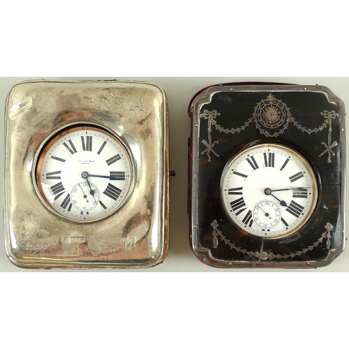 712 - A mixed group of collectables, comprising two steel cased pocket watches, each with silver and leath... 