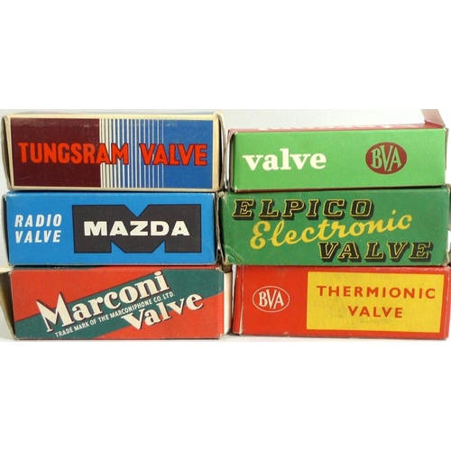 715 - Electronic valves, triodes, double diode pentodes, Rectifiers, Brimar  thermionic valve, five Tungst... 