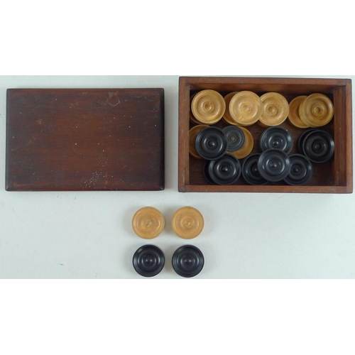 729 - A mahogany games chip storage unit, mid 20th century, with brass fitted removable lid, containing as... 