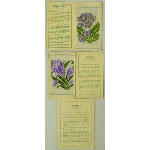 738 - A collection of cigarette cards including two silk flower Kensitas cards, Polyanthus and Crocus, in ... 