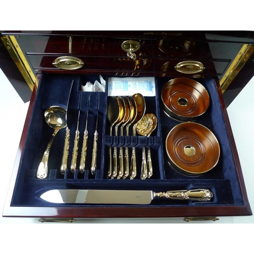 790 - A Carrs, Sheffield, special Golden Jubilee edition canteen of gold plated on silver plated cutlery, ... 