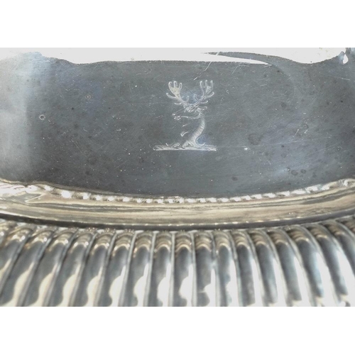 825 - A good George III silver basket, gadrooned cast and applied rim with stylised shell detailing, lobed... 