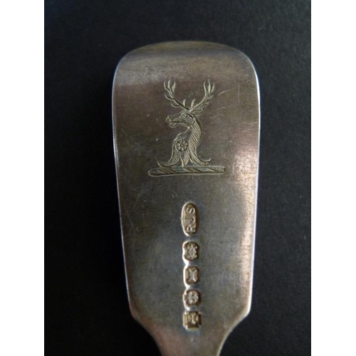 827 - A Victorian silver plated fiddle pattern part cutlery service, the handles engraved with an armorial... 