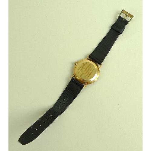 850 - An Omega 9ct gold cased gentleman's wristwatch, circa 1978, circular champagne enamel dial with gold... 