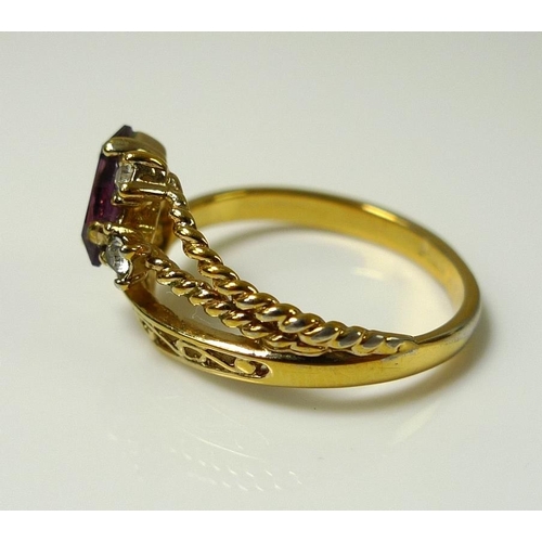 861 - An 18ct gold ring decorated with a garland of flowers, size M, 4.5g, and a 14ct gold ring, the swirl... 