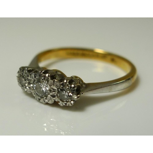 869 - An 18ct gold, platinum and diamond ring, illusion set, total diamond weight, approximately 0.1ct, si... 