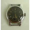 A WWII Lemania steel cased 'Dirty Dozen' military wristwatch, mechanical hand wind, black dial with ... 