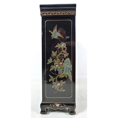 920 - A late 20th century Chinese black lacquer medicine chest, fitted with thirty five small drawers, eac... 