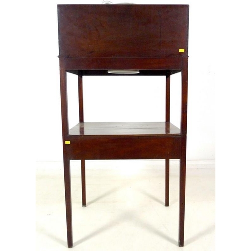 938 - An Edwardian mahogany wash stand, with three quarter gallery, single drawer, raised on square sectio... 