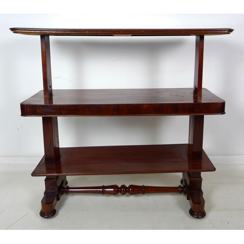 963 - A late Victorian mahogany side table, converting into a three tier dumbwaiter server, rectangular su... 