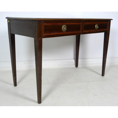 969 - A Maple & Co, London, mahogany side table, early 20th century, inlaid and crossbanded, with two frie... 