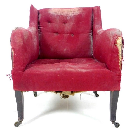 974 - A 19th century mahogany framed easy armchair, in the manner of Howard & Sons, with scroll back and s... 