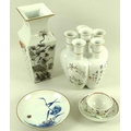 A selection of mostly Chinese ceramics, comprising a lion mask handle vase, an English chinoiserie t... 