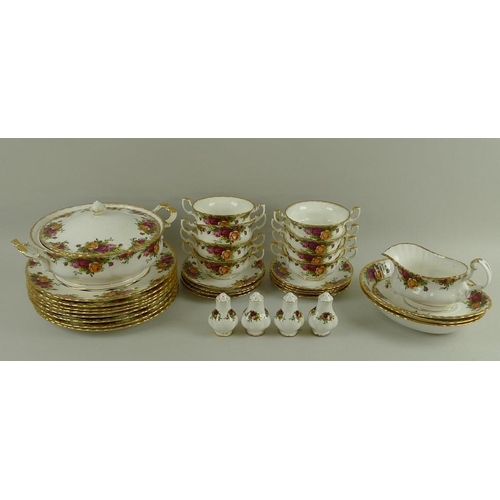 524 - A Royal Albert part dinner service, decorated in the Old Country Roses pattern, comprising gravy boa... 