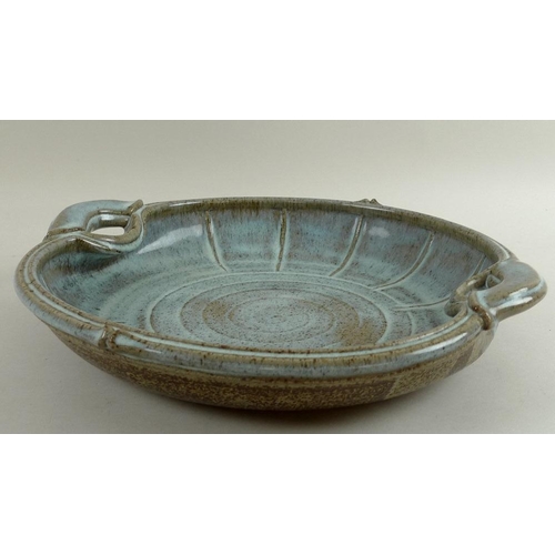 539 - A studio pottery dish, by Will Illsley (Rutland, b. 1948), with central swirl design and two applied... 