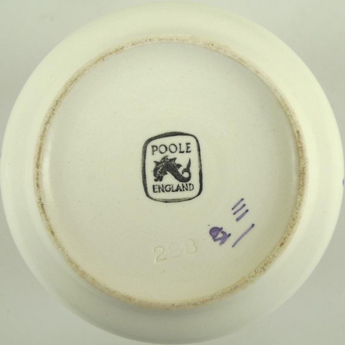 543 - A collection of Poole pottery, including jam pot with cover, decorated by Ruth Gough, 1934, 10cm, to... 