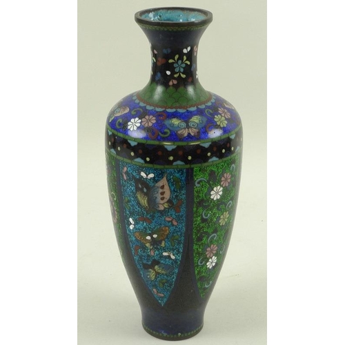 549 - An early 20th century cloisonne enamel vase, of shouldered baluster form, decorated with flowers and... 