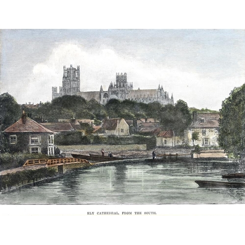 574 - A collection of four 19th century engravings, some hand coloured, depicting local cathedral scenes i... 