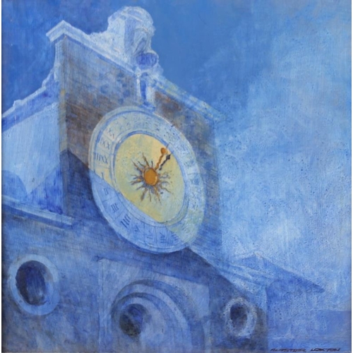 619 - Alistair Loxton (British, 20th century): Clock Tower, Portugal, acrylic on board, signed lower right... 