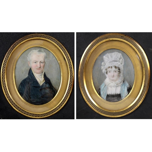 630 - T. Wheeler R. A. (British, 1790-1845): a pair of Georgian portrait miniatures, of James Mills of Orc... 