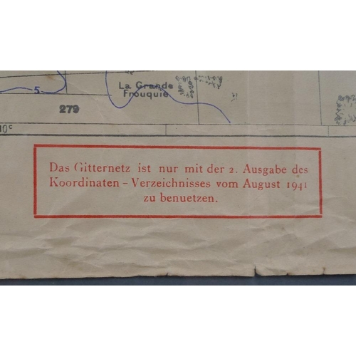 632 - WWII Jersey Occupation: an unusual map of Jersey with handwritten notes pertaining to parishes for t... 