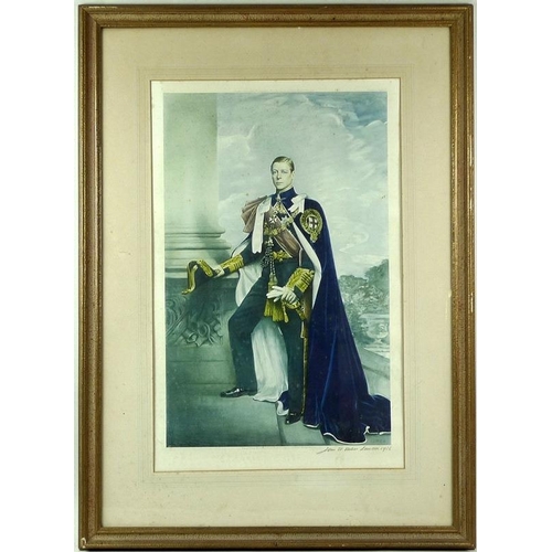 634 - A coloured lithographic print, after John St. Helier Lander (British, 1869-1944): 'His Majesty King ... 